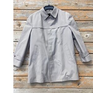 London Fog Maincoats Mens Vintage Trench Coat Gray Zip Out Fur Liner 44 Reg USA